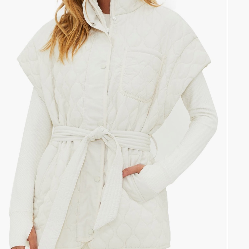 Beach Riot Quilted White Jacket